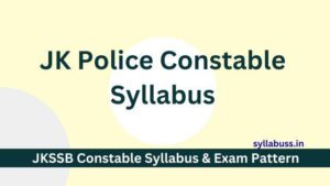 JK Police Constable Syllabus