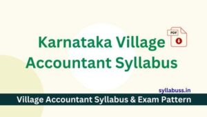 Karnataka Village Accountant Syllabus